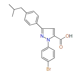 1-(4-Bromophenyl)-3-(4-isobutylphenyl)-1H-pyrazole-5-carboxylic acid, 97%