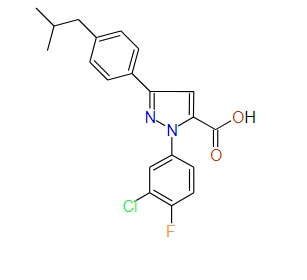 1-(3-Chloro-4-fluorophenyl)-3-(4-isobutylphenyl)-1H-pyrazole-5-carboxylic acid, 97%