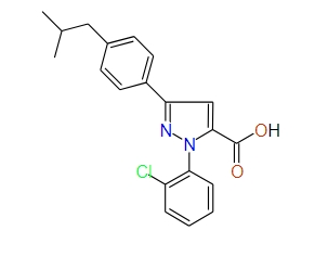 1-(2-Chlorophenyl)-3-(4-isobutylphenyl)-1H-pyrazole-5-carboxylic acid, 97%