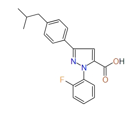 1-(2-Fluorophenyl)-3-(4-isobutylphenyl)-1H-pyrazole-5-carboxylic acid, 97%