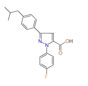 1-(4-Fluorophenyl)-3-(4-isobutylphenyl)-1H-pyrazole-5-carboxylic acid, 97%