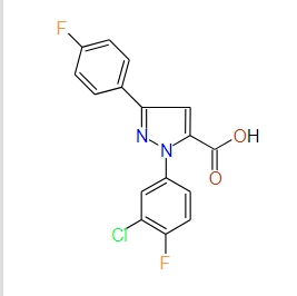 1-(3-Chloro-4-fluorophenyl)-3-(4-fluorophenyl)-1H-pyrazole-5-carboxylic acid, 97%