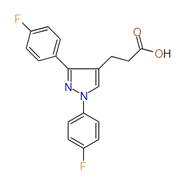 3-(1,3-bis(4-Fluorophenyl)-1H-pyrazol-4-yl)propanoic acid, 97%